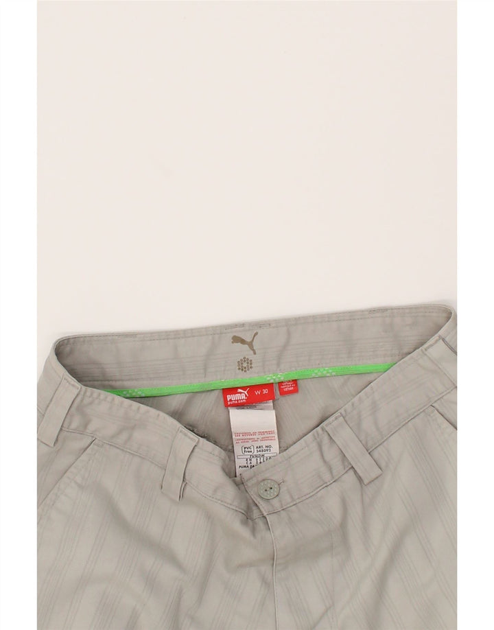 PUMA Mens Chino Shorts W30 Medium Grey Striped Cotton Vintage Puma and Second-Hand Puma from Messina Hembry 