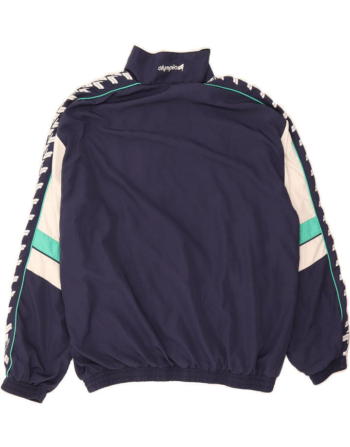 OLYMPIA Mens Tracksuit Top Jacket Large Navy Blue Colourblock Polyester Vintage Olympia and Second-Hand Olympia from Messina Hembry 