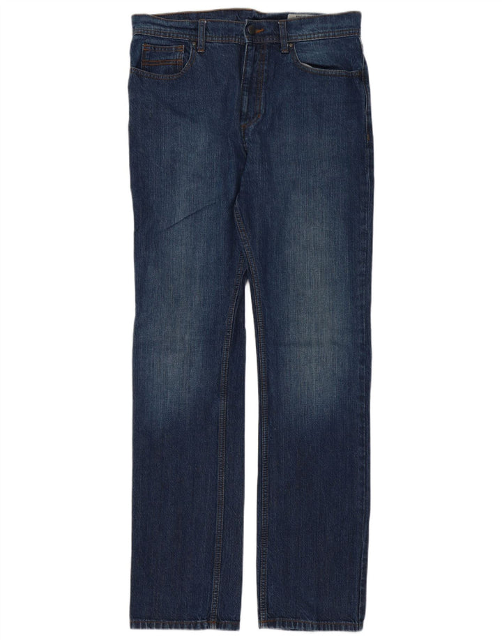 Marks & Spencer Herre Regular Straight Jeans W32 L33 Blå Bomuld