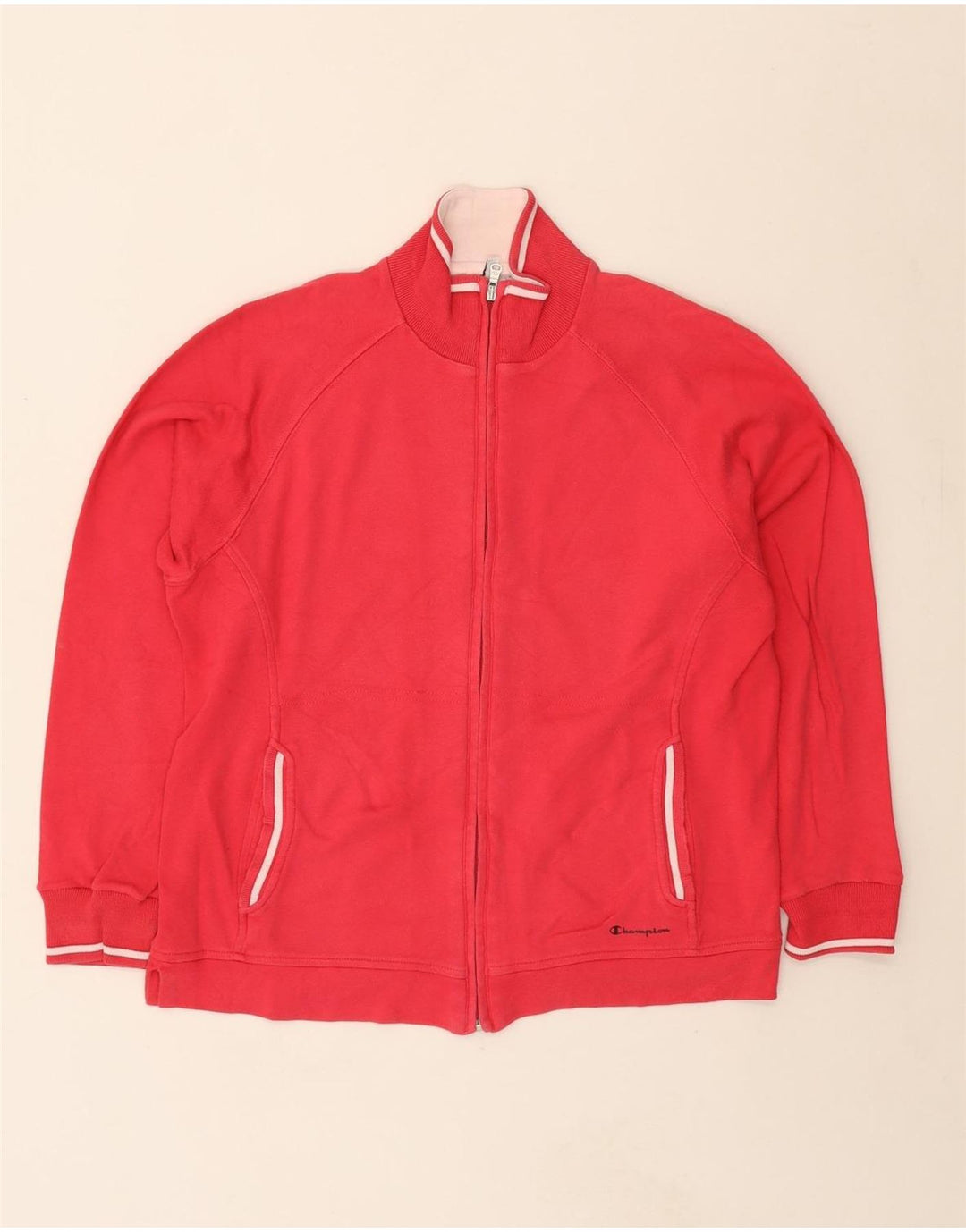 CHAMPION Womens Tracksuit Top Jacket UK 14 Medium Pink Cotton Vintage Champion and Second-Hand Champion from Messina Hembry 
