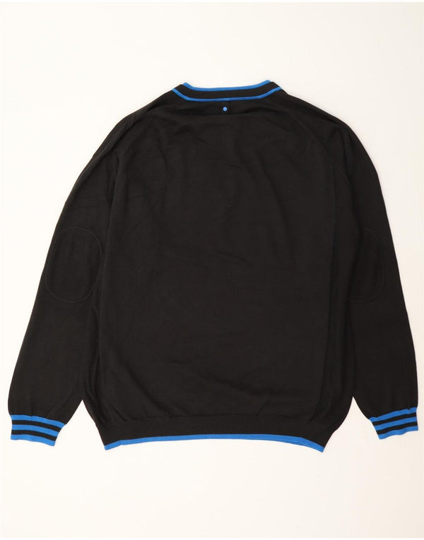 Adidas Herre V-hals sweater XL sort stribet bomuld