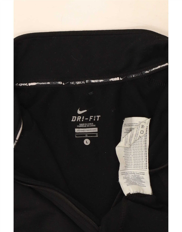 Nike Herre Dri Fit Zip Neck Top Langærmet Stor Sort Polyester