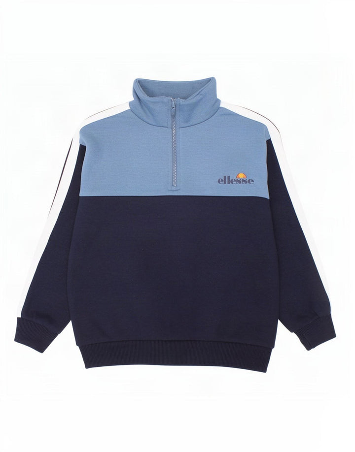 Ellesse Boys Zip Neck Sweatshirt Jumper 3-4 år Navy Blue Colourblock