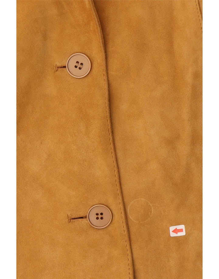Monpel Dame 2-knaps Ruskind Blazer Jacket IT 48 XL Beige Læder