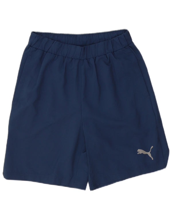 Puma Mens Graphic Sport Shorts Small Navy Blue Polyester