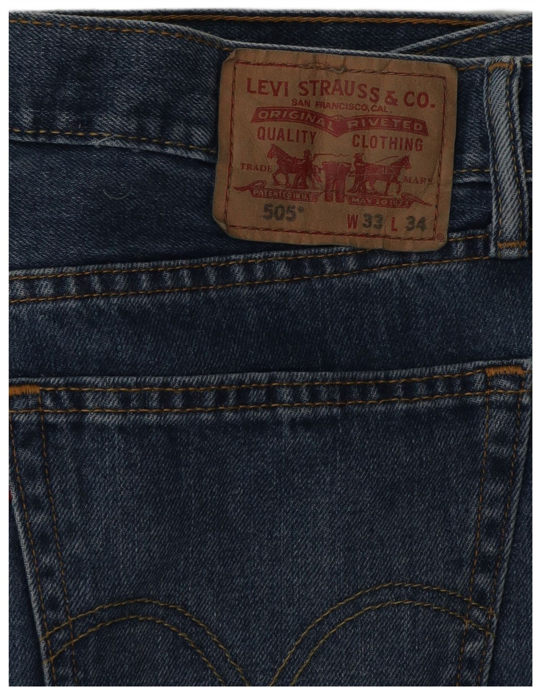 LEVI'S Herre 505 Straight Jeans W33 L34 Blå Bomuld