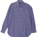 JAEGER Mens Shirt Size 16 1/2 Large Blue Striped Cotton
