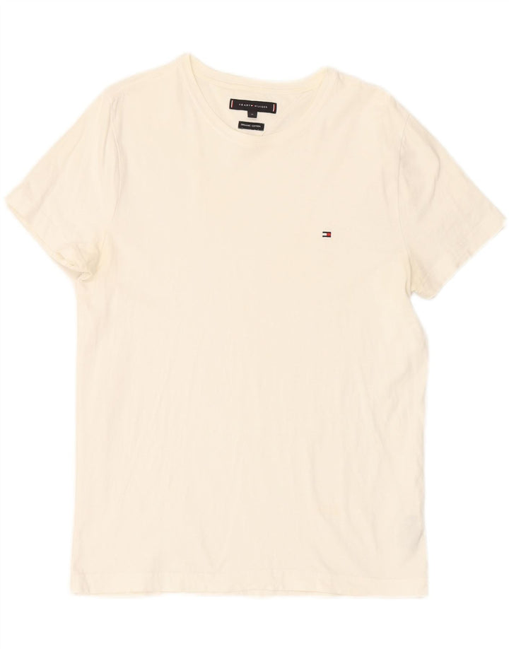 TOMMY HILFIGER Womens T-Shirt Top UK 12 Medium White Cotton Vintage Tommy Hilfiger and Second-Hand Tommy Hilfiger from Messina Hembry 