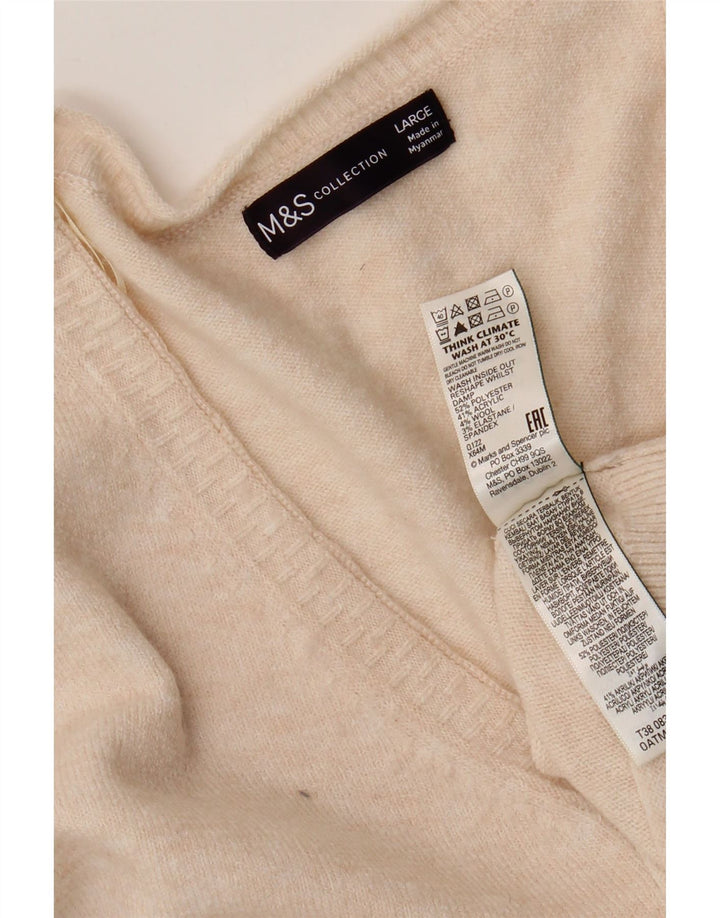 Marks & Spencer Dame Oversized V-hals sweater UK 16 Large Beige