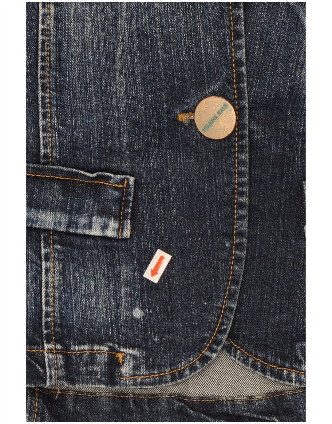 Vitamina Dame 1 Knap Denim Blazer Jacket UK 14 Medium Blue Bomuld