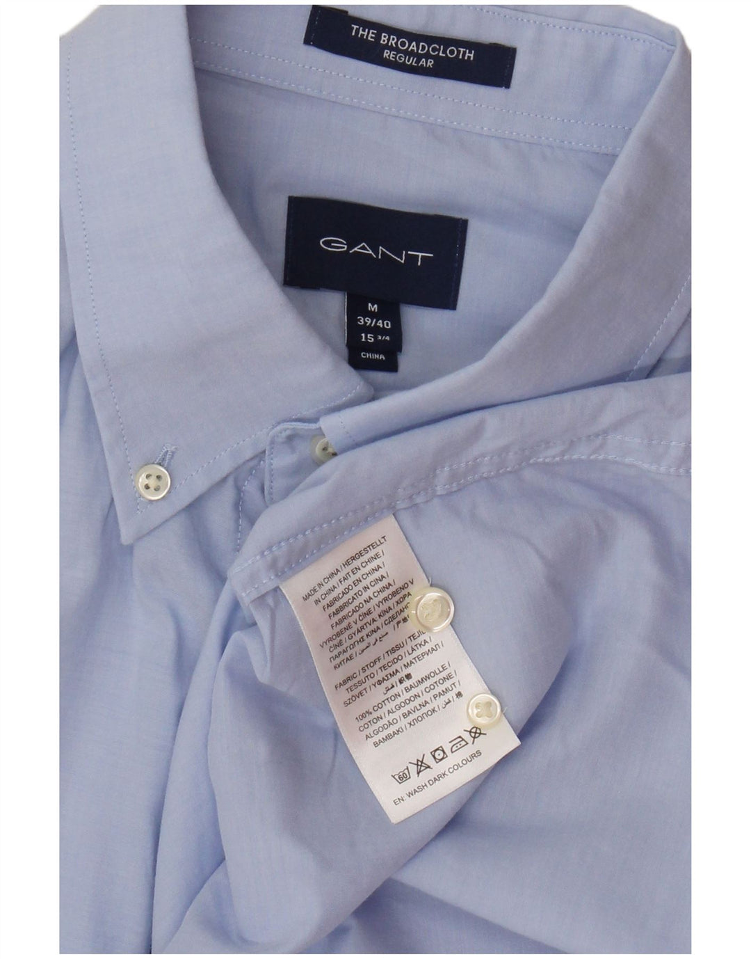 Gant Herre Regular Fit Skjorte Størrelse 39/40 15 3/4 Medium Blå Bomuld