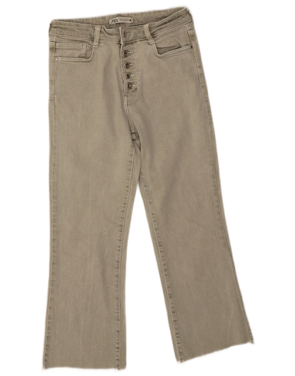 Zara Dame Straight Jeans EU 38 Small W28 L25 Grøn Bomuld
