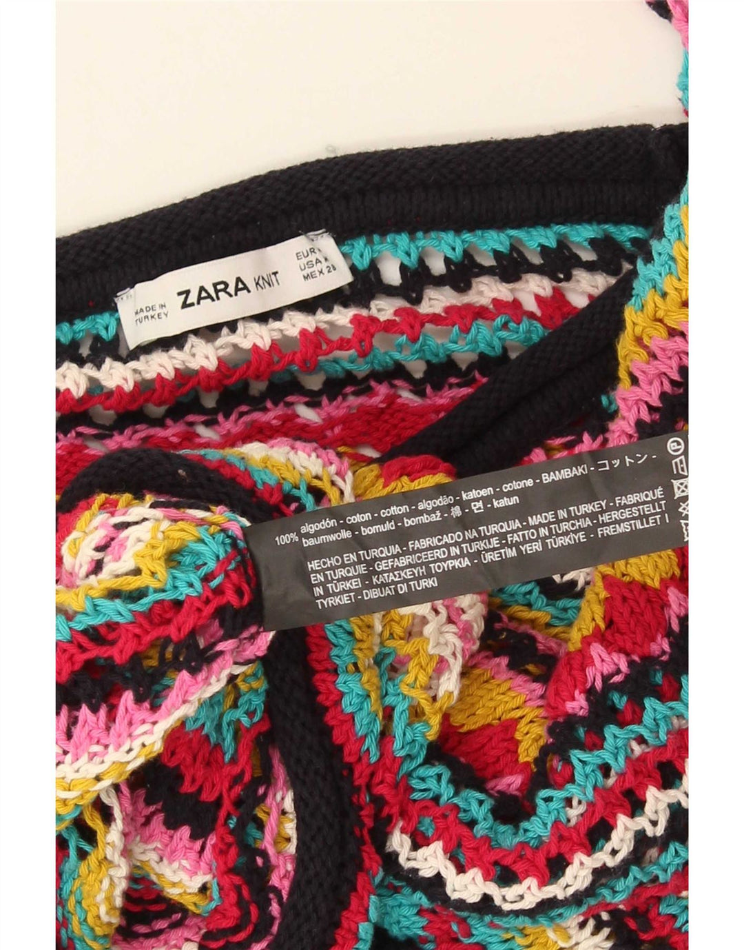 Zara Dame Boat Neck Jumper Sweater UK 14 Medium Flerfarvet Stribet
