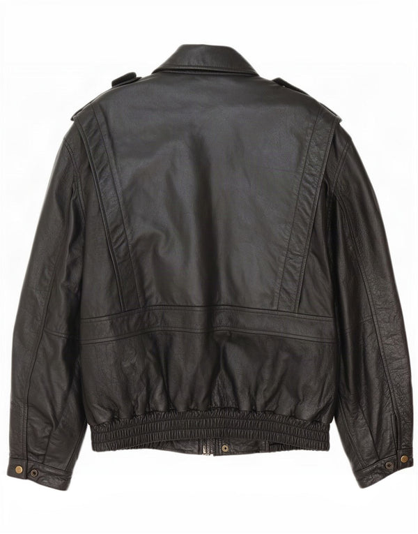 Vintage Herre Military Læderjakke UK 42 XL Sort