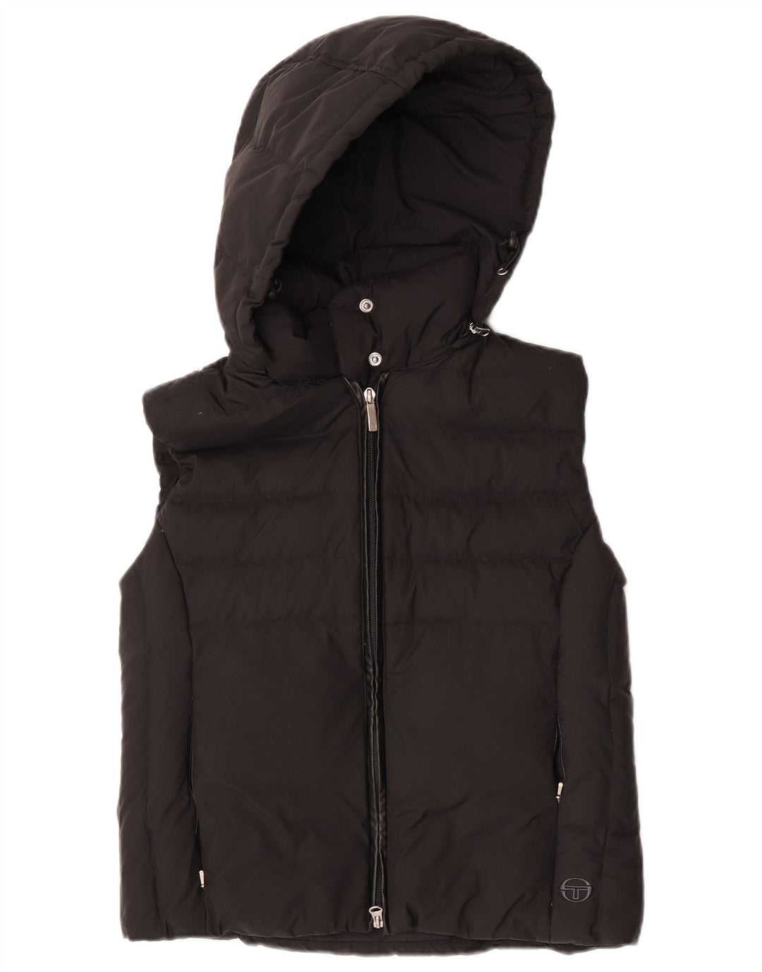 Sergio Tacchini Dame Hætte Polstret Gilet IT 44 Medium Sort