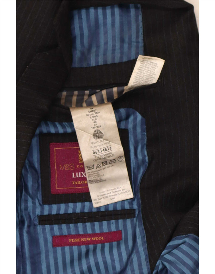 Marks & Spencer Herre 2-knaps blazerjakke UK 38 Medium Grey Pinstripe