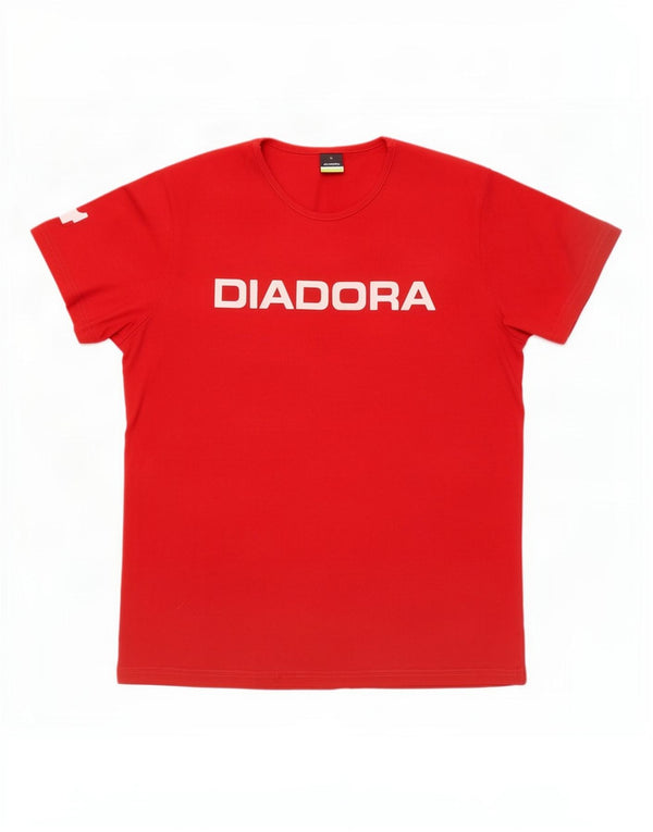 Diadora Dame Grafisk T-Shirt Top UK 18 XL Rød Bomuld