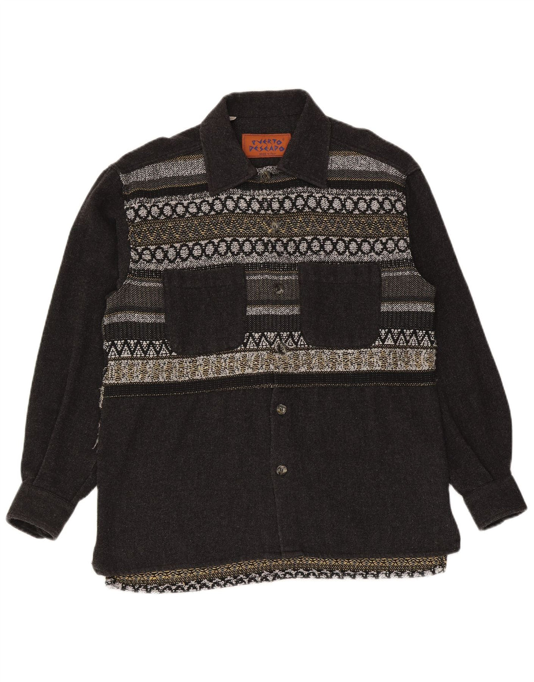 Vintage herre flannel skjorte stor grå geometrisk