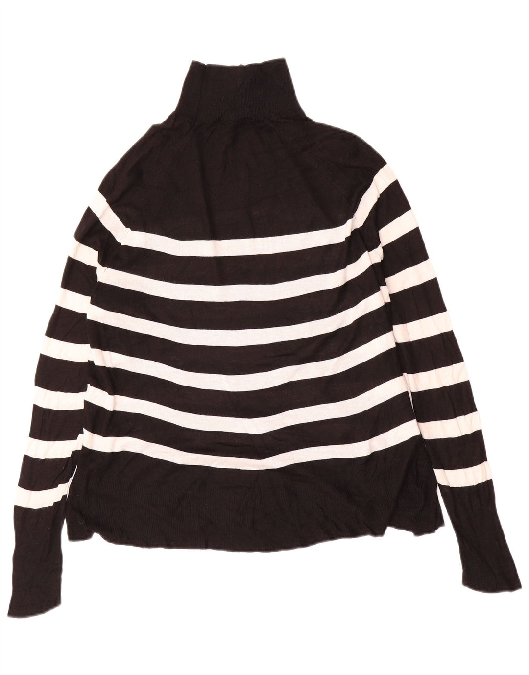 Zara Dame Oversized Turtle Neck Jumper Sweater UK 10 Lille sort stribet