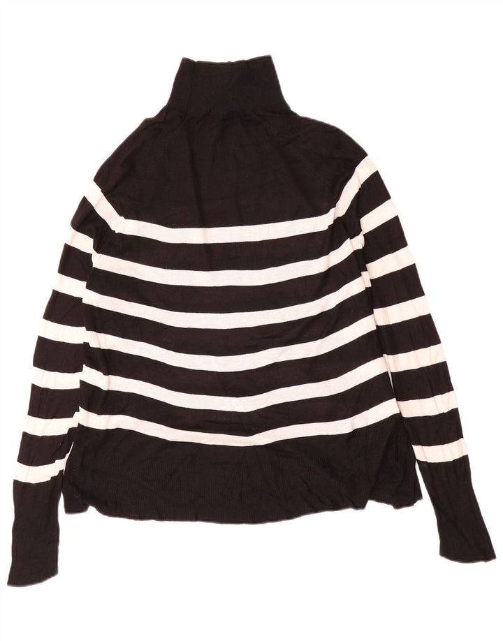 Zara Dame Oversized Turtle Neck Jumper Sweater UK 10 Lille sort stribet