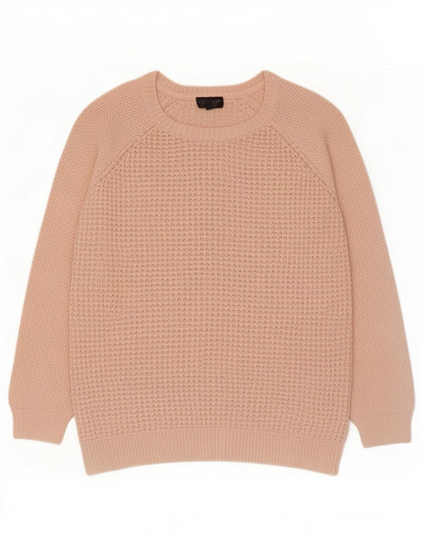 Topshop Dame Boat Neck Jumper Sweater UK 12 Medium Pink Bomuld