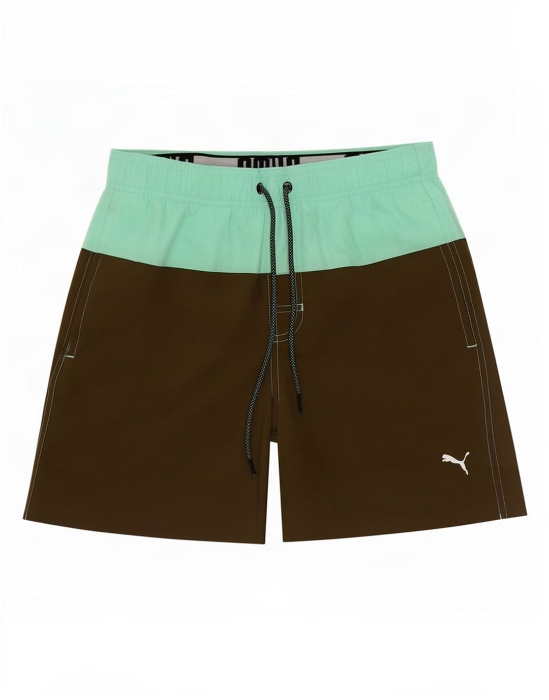 Puma Herre grafiske svømmeshorts XS Khaki Colourblock Polyester