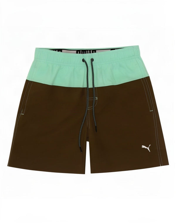 Puma Herre grafiske svømmeshorts XS Khaki Colourblock Polyester