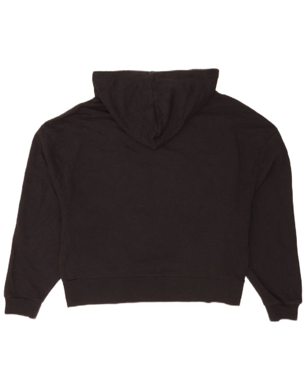 Dkny Womens Graphic Oversized Hoodie Jumper UK 10 Small Black Bomuld