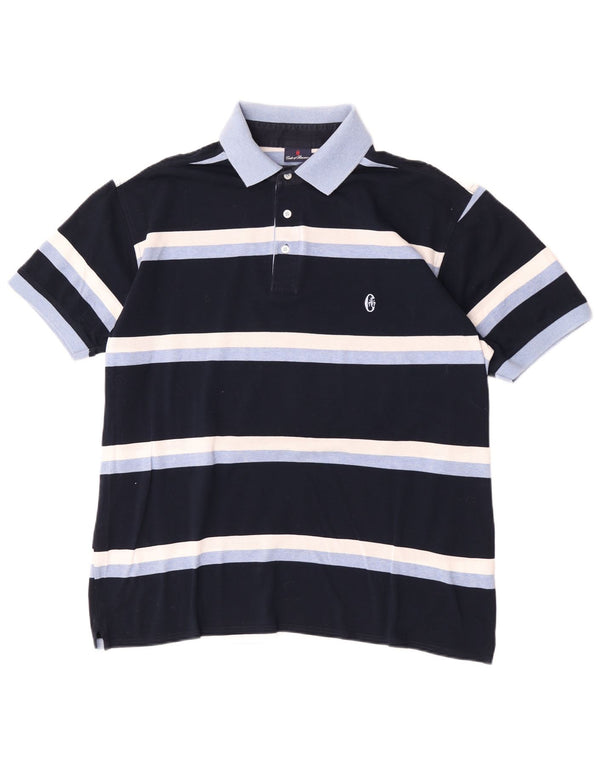 Conte of Florence Rugby poloshirt til mænd XL marineblå stribet bomuld