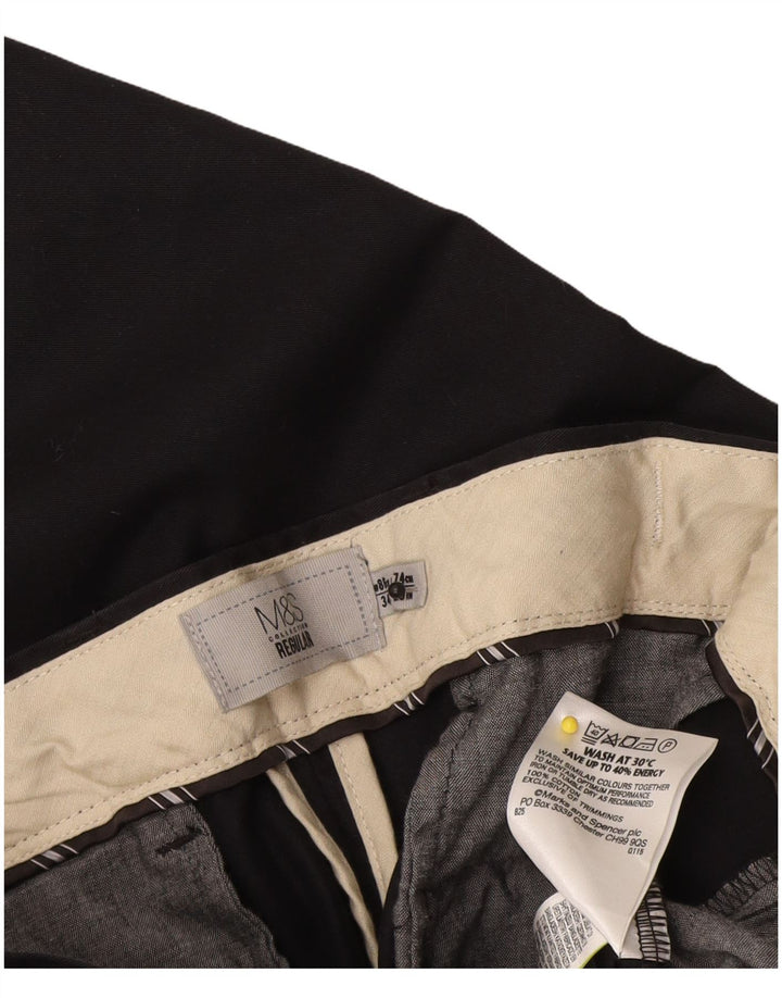Marks & Spencer Herre Regular Fit Chinobukser W34 L29 Sort bomuld