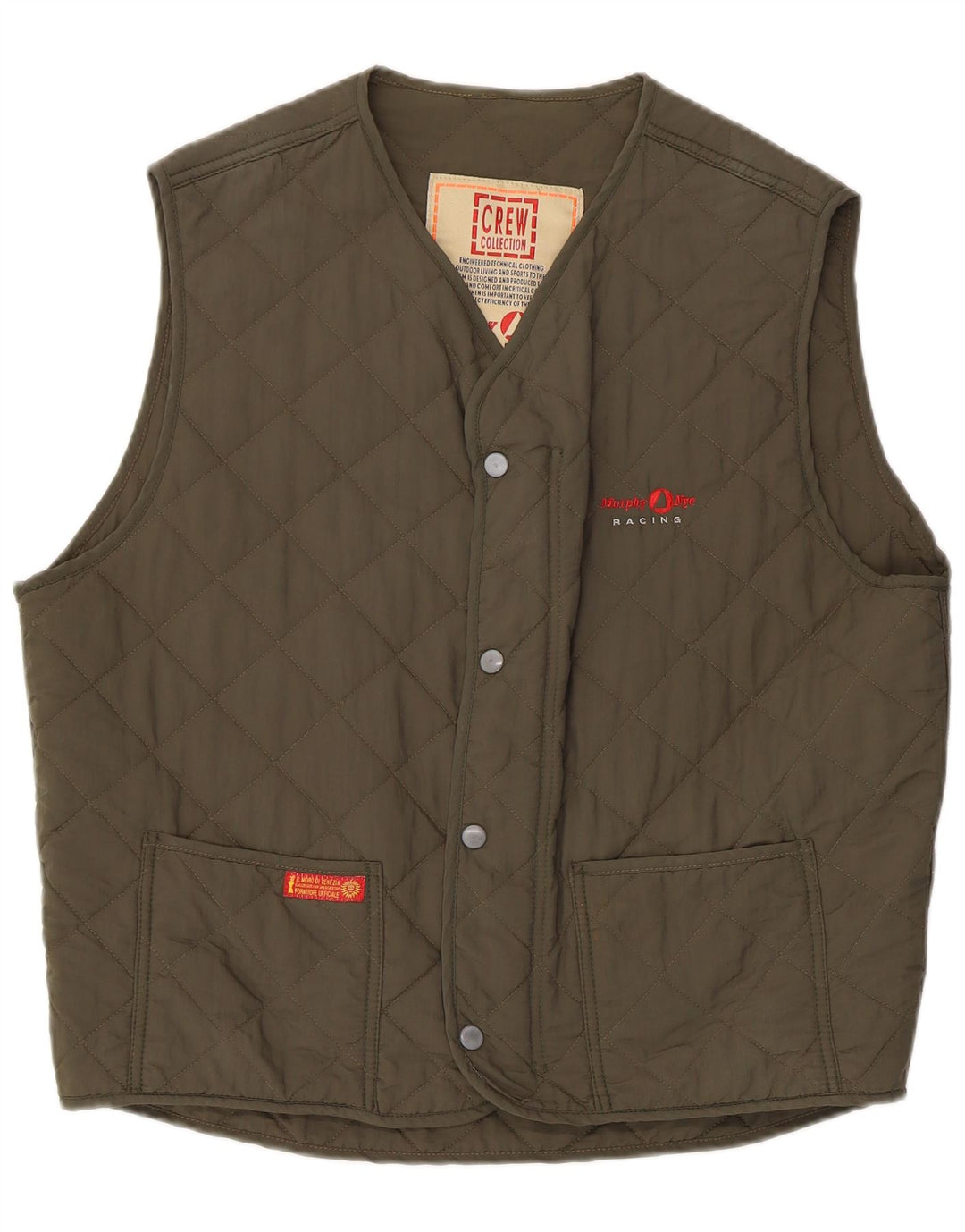 MURPHY & NYE Herre Quiltet Gilet UK 40 Stor Khaki Polyamid
