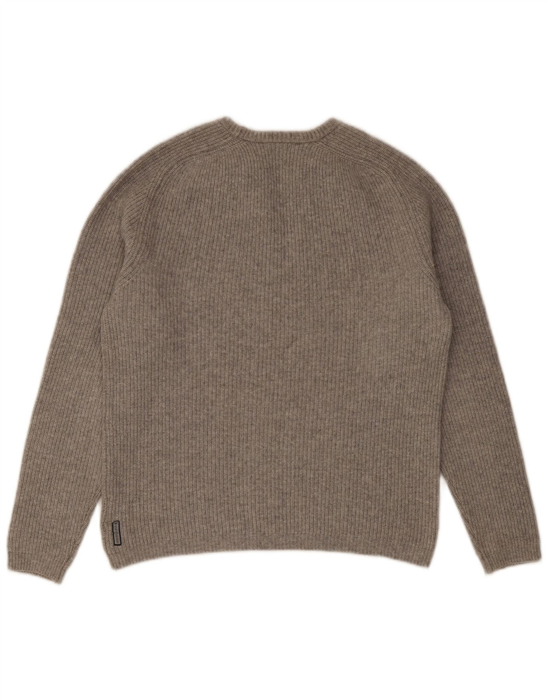 Armani Herre Slim Fit Jumper Sweater med rund hals Stor grå bomuld