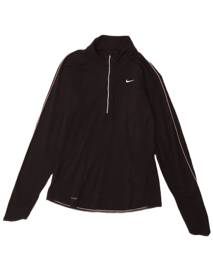 Nike Dame Dri Fit Pullover Træningsdragt Top UK 8/10 Small Black Nylon