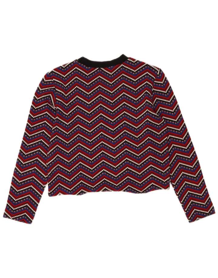 Zara Womens Crop Top Langærmet UK 12 Medium Multicolored Chevron