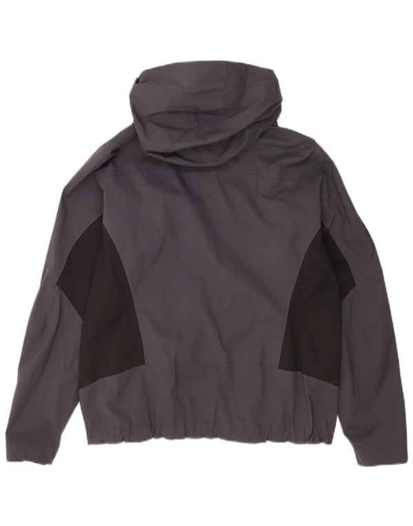 Jack Wolfskin Womens Hooded Rain Jacket UK 18/20 XL Navy Blue Colourblock
