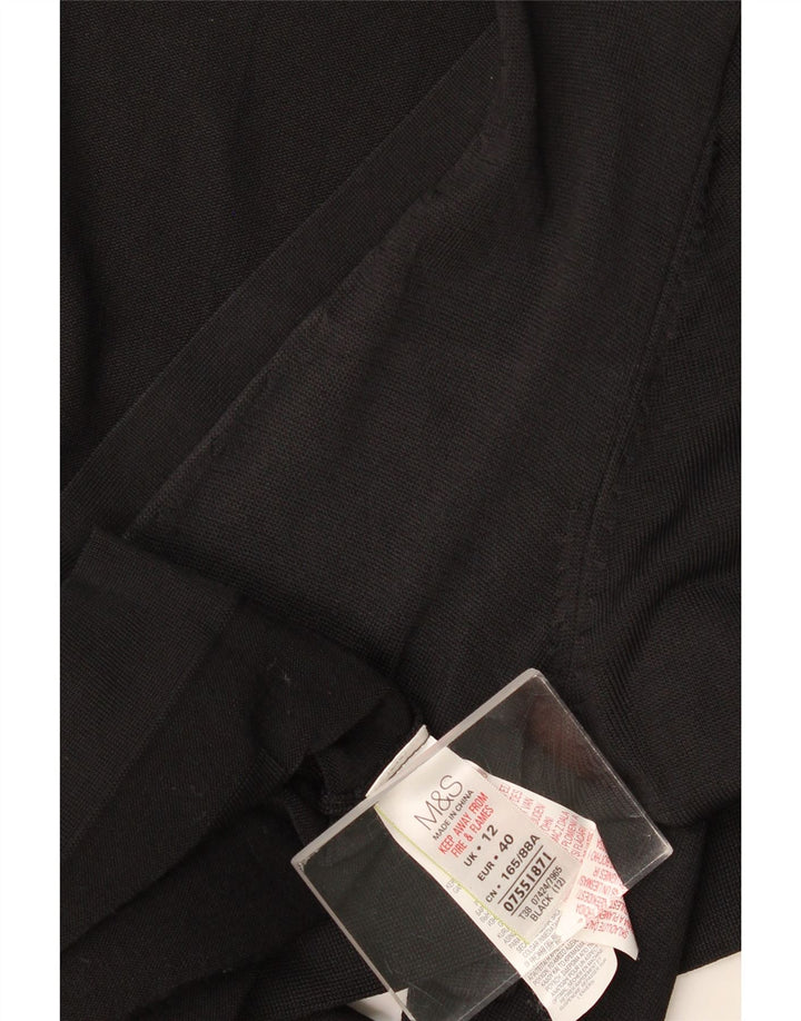 Marks & Spencer Dame Cardigan Sweater med fuld lynlås UK 12 Medium Black Viscose