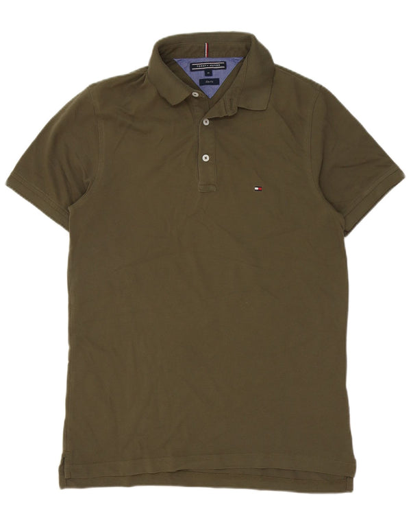 Tommy Hilfiger Herre Slim Fit Polo Shirt Medium Khaki Bomuld