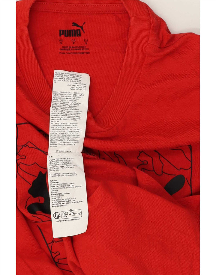 Puma Herre Grafisk T-Shirt Top Lille Rød Bomuld