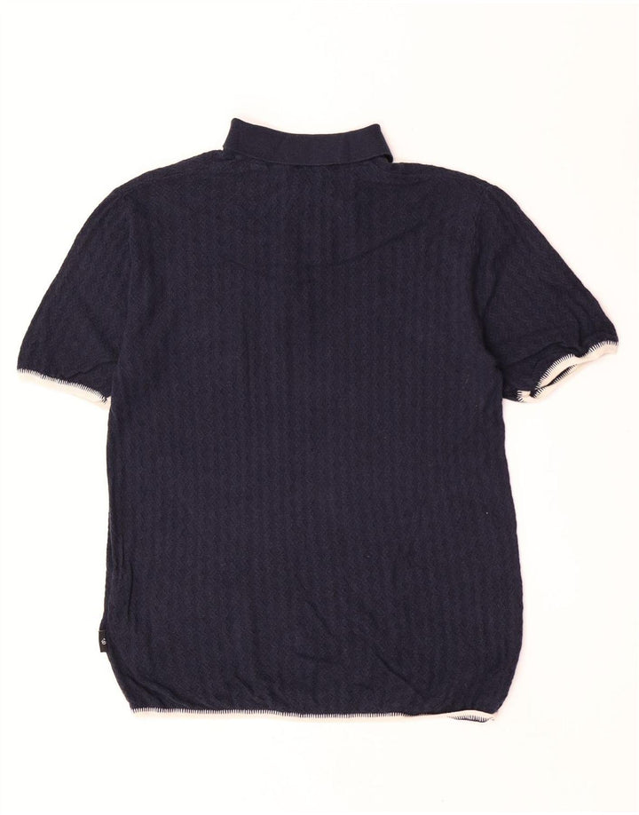 Ted Baker Herre Polo Neck Jumper Sweater Størrelse 3 Medium Navy Blue