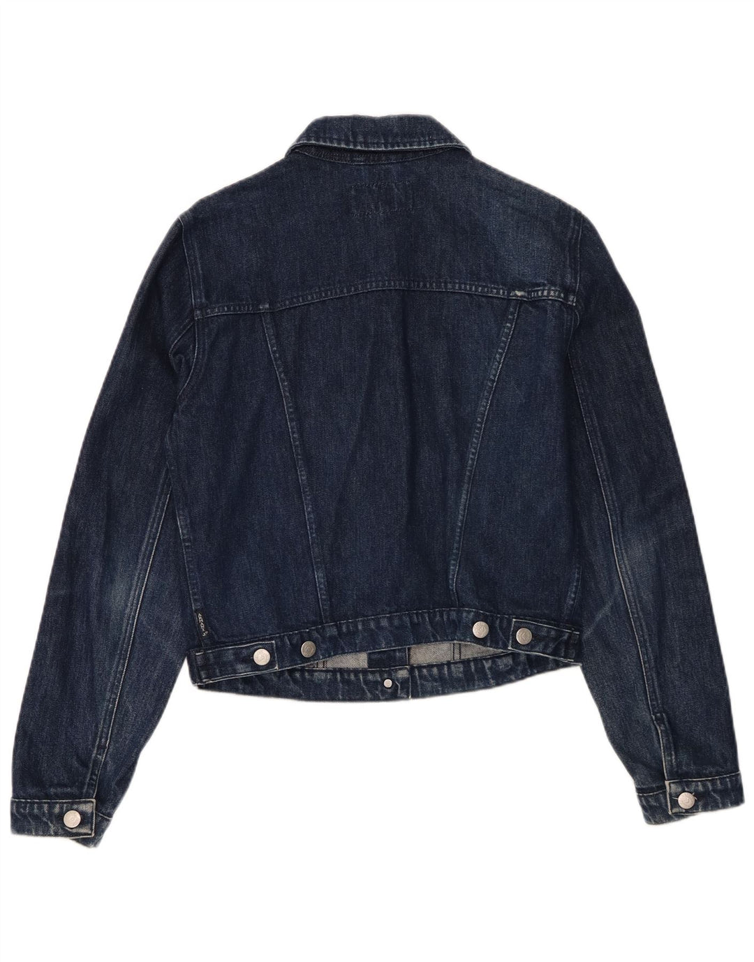 ARMANI JEANS Dame Crop denimjakke UK 14 Mellem marineblå bomuld