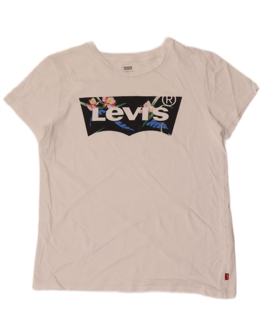 Levi's Grafisk T-shirt top til kvinder UK 12 Medium hvid bomuld