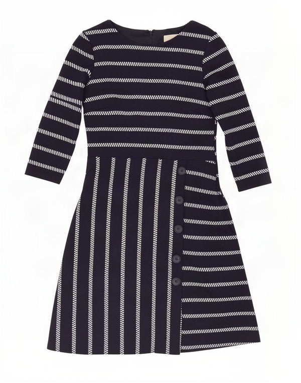 Phase Eight Womens 3/4 Sleeve A-Line Dress UK 10 Small Navy Blue Striped