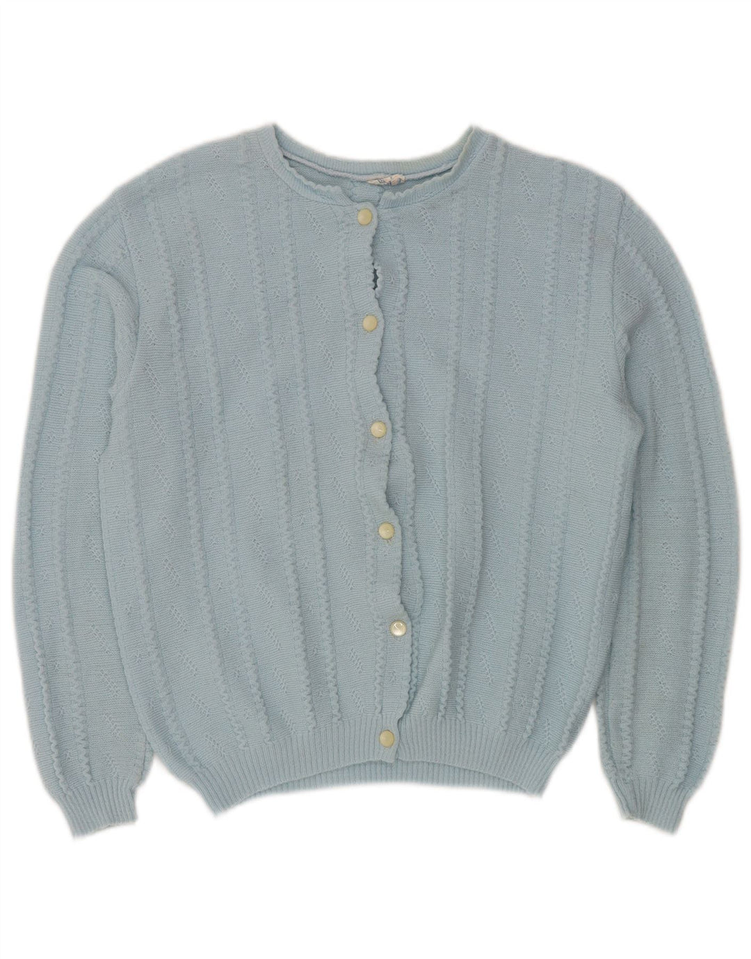 Vintage Dame Crop Cardigan Sweater IT 52/54 2XL Blå Akryl