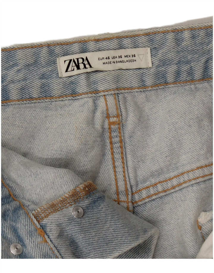 Zara Womens Distressed Denim Shorts EU 46 XL W36 Blå