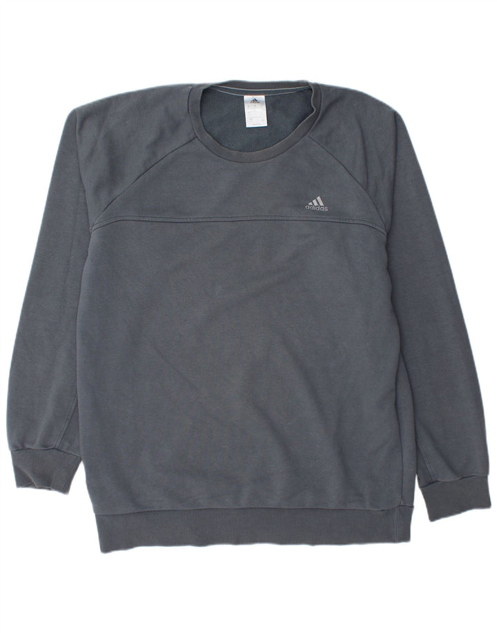ADIDAS Herre Climalite Sweatshirt Jumper Stor marineblå bomuld