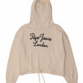 PEPE JEANS Womens Oversized Crop Graphic Hoodie Jumper UK 14 Medium White