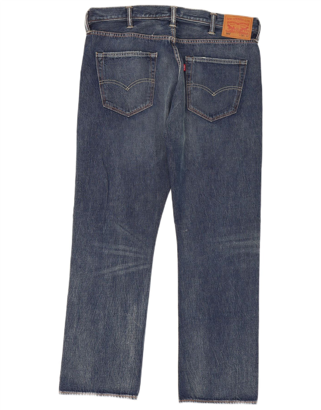 LEVI'S Herre 501 Straight Jeans W38 L32 Blå Bomuld