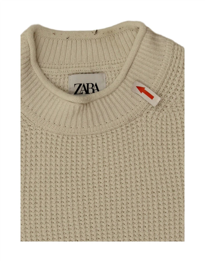 Zara Herre Turtle Neck Jumper Sweater Medium White Bomuld