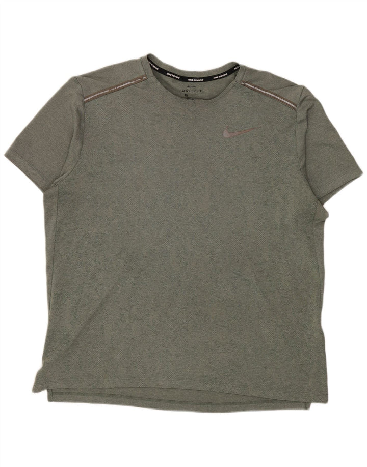 Nike Herre Dri Fit T-Shirt Top Stor Grøn Polyester