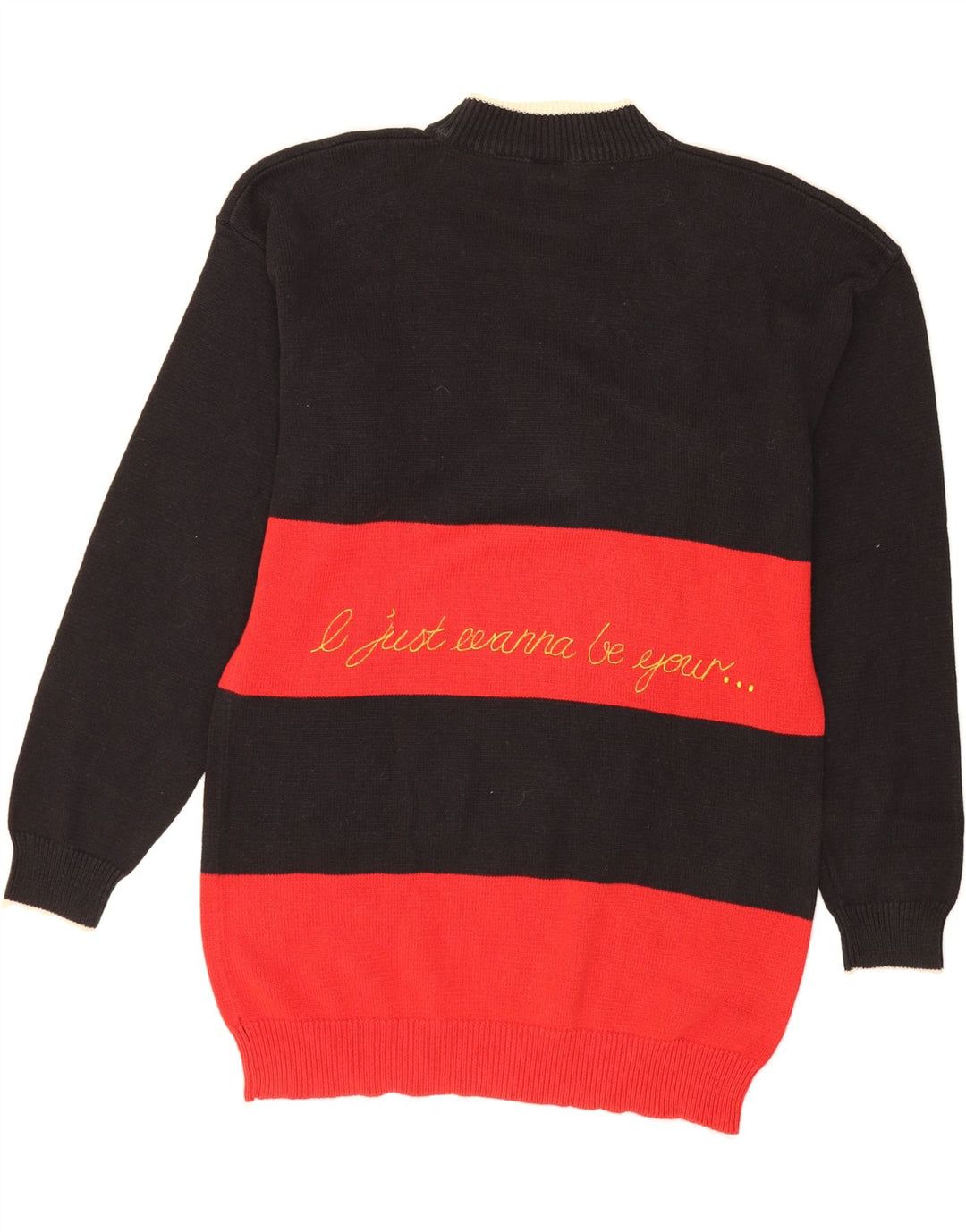 VINTAGE Womens Graphic Crew Neck Jumper Sweater UK 14 Medium Black Vintage Vintage and Second-Hand Vintage from Messina Hembry 